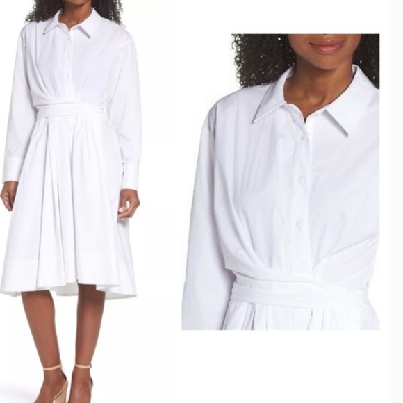 Small Cotton White Button Shirt Dress Swing Collar - Picture 4 of 11